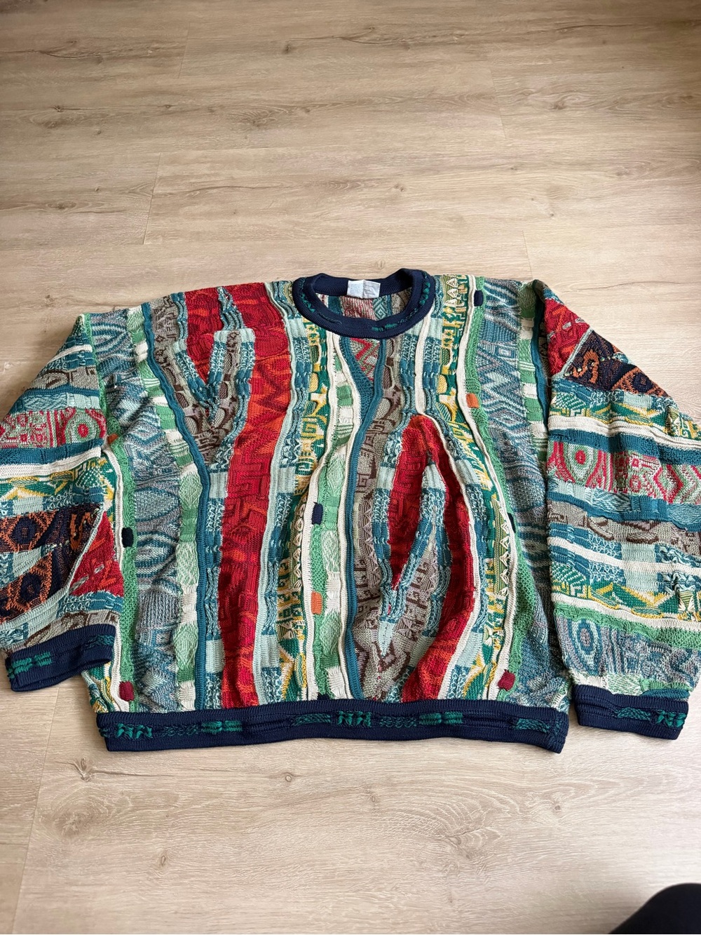 Vintage 90s COOGI Australian Multicolored 3D Knit Mercerised Cotton Sweater SZ L